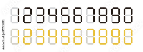 液晶デジタルフォント 0から9の数字セット 記号 電子機器風デザイン素材
