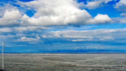 The icy shore of Lake Baikal in Russian Siberia in late spring. The northernmost point of Lake Baikal is located in the small town of Nizhneangarsk.