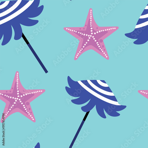 Summer beach life seamless pattern vector for swimwear and fabric design