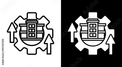 Development Icon. Two-Tone Version On Black And White Background