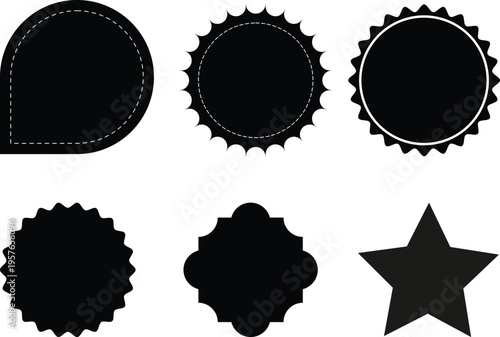 Set of vintage label and badges shape collections. Vector illustration. Black template for patch, insignias, overlay.