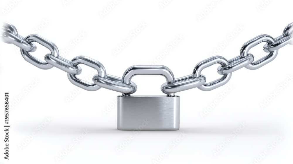 Obraz premium Professional and Clean Image of a Chain with a Padlock Representing Security and Closure