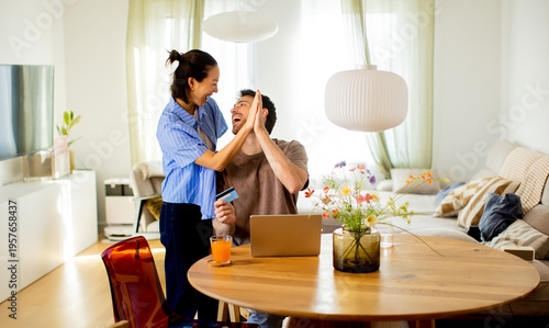 Couple enjoys a joyful mome...