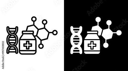 Chemistry Icon. Two-Tone Version On Black And White Background