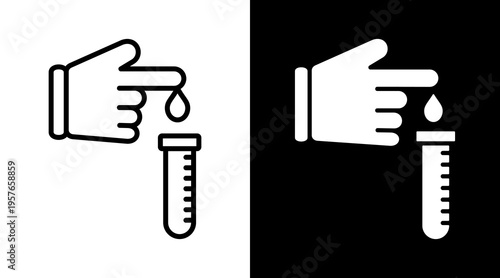 Blood Icon. Two-Tone Version On Black And White Background