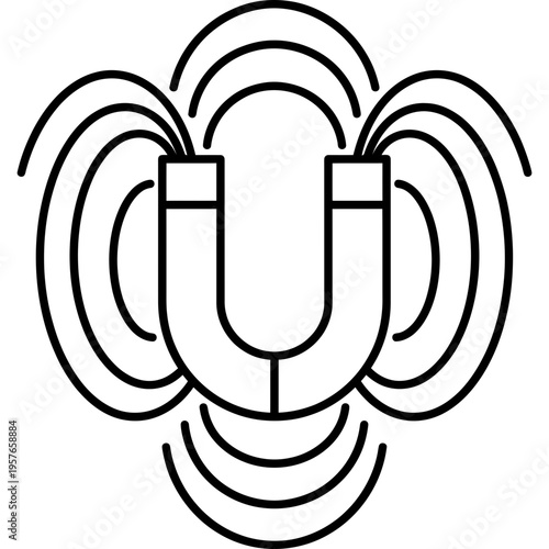 Minimalistic horseshoe magnet outline icon