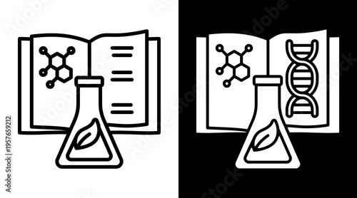 Science Icon. Two-Tone Version On Black And White Background