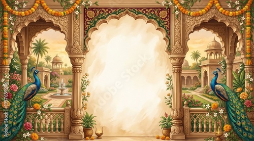 Regal Indian Wedding Invitation Frame with Maroon and Gold