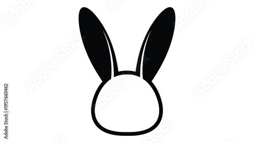 Simple black and white illustration of rabbit ears and face outline