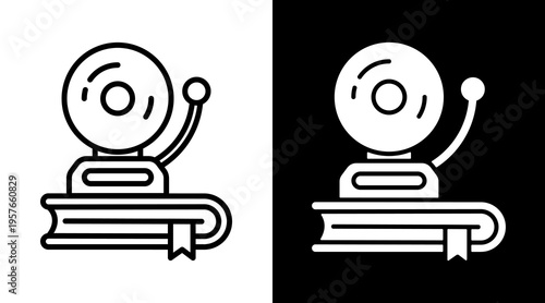 Back To School Icon. Two-Tone Version On Black And White Background