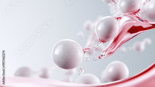 Salmon DNA PDRN molecular structure boosting K beauty skincare innovation, hydrating skin for a glossy, glow effect and youthful rejuvenation