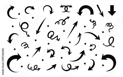 Hand drawn arrows vector design with lots of variant.