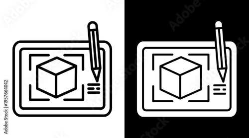 Product Design Icon. Two-Tone Version On Black And White Background