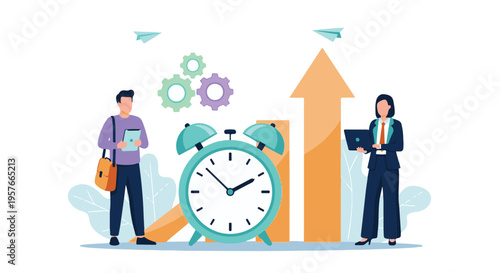 Business people managing time for growth and productivity