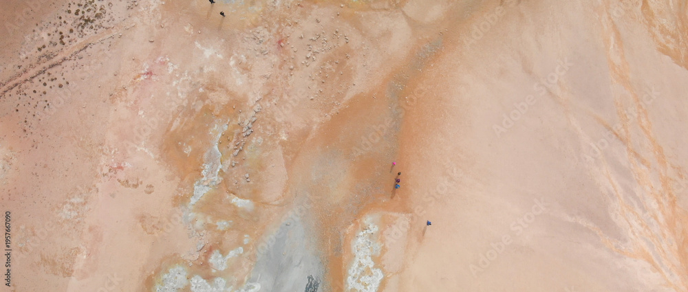 Fototapeta premium Myvatn, Iceland. Aerial view of hot springs in Hverir - Namafjall Geothermal Area