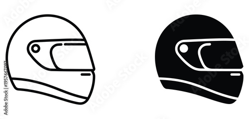 Motorcycle helmet vector icon set, versatile collection of helmet icons including full-face, open-face, and sport styles, scalable vector design