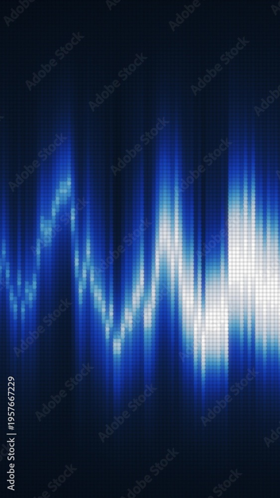 Obraz premium Abstract glowing blue digital wave pattern with illuminated pixel-like textures on dark background