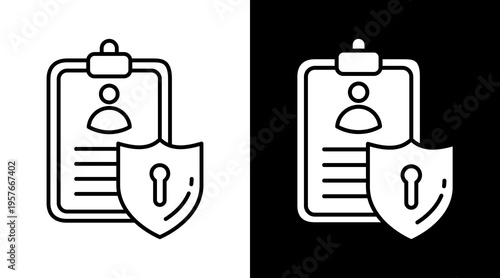 Security Icon. Two-Tone Version On Black And White Background