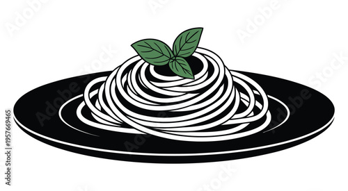 Pasta served on a plate, vector illustration of a delicious Italian meal, isolated on white background, perfect for restaurant menus