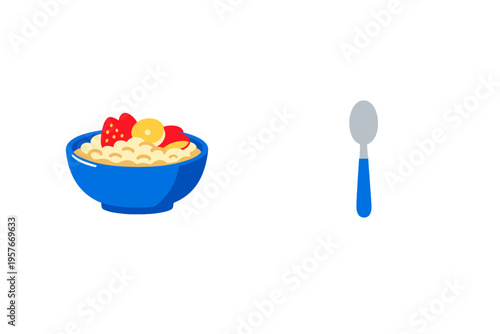 A vector illustration of a healthy breakfast bowl filled with