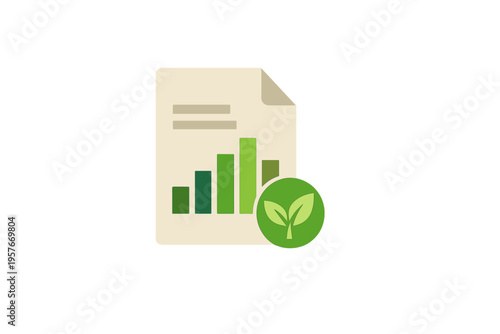 A clean flat illustration showing a beige document with a rising