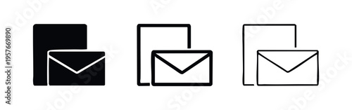 Document and Envelope Icon Set. Mail, Communication, Email, and Message Concept Vector Illustration.