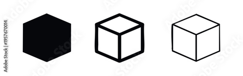 Geometric Shapes Icons: Hexagon and Cubes for Abstract Design Elements and Concepts
