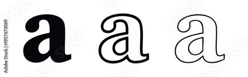 Lowercase Letter 'a' Typography and Font Style Icons for Text and Graphic Design