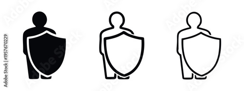 Shielded Person Security Icons Set