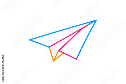 A minimalist line art illustration of a paper airplane made with