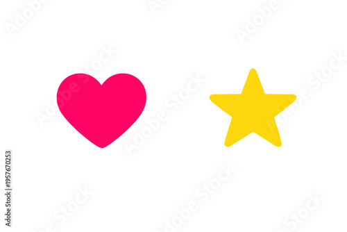A minimalist illustration featuring a bright pink heart shape and a