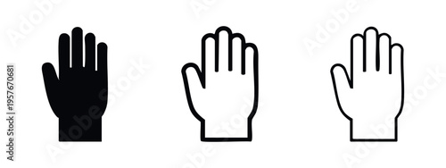 Minimalist Human Hand Icons Set - Flat, Bold and Thin Outline Variations