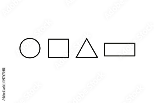 A minimalist illustration featuring four basic geometric shapes?a