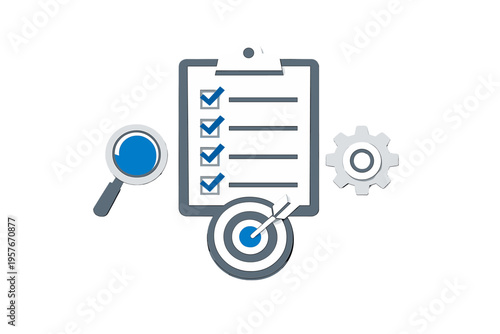 An illustration of a business management concept showing a checklist