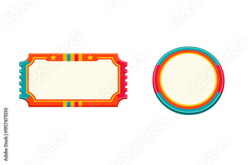 A set of two blank vintage-style labels including a rectangular