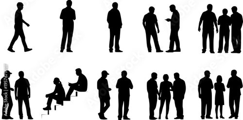 People silhouettes in elevation side view | Architecture people | silhouettes of people | 2D people | Section Elevation View | Architectural drawing people | characters