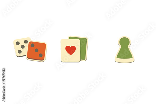 A minimalist illustration of board game elements including two dice