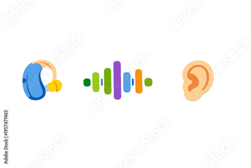 A vector illustration featuring three icons