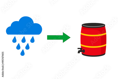 A vector illustration showing a blue rain cloud with falling drops