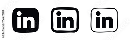 LinkedIn 'in' Logo Icon Set - Professional Social Network Symbols