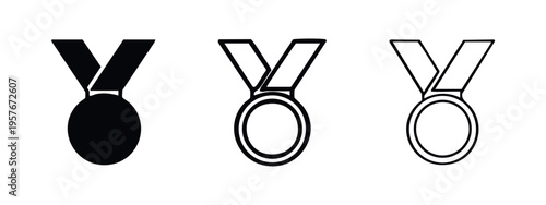 Medal icons set. Award and achievement symbols for winners.