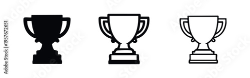 Trophy cup icons set. Award and championship symbols for success.
