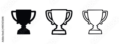 Winner's trophy icons set. Award symbols for competition and championship.
