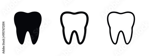 Tooth icon set. Dental care, stomatology, and dentistry vector symbols.