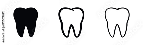 Dental tooth icon collection. Stomatology and oral hygiene vector symbols.