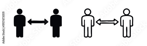 Social distancing icon set. Keep a safe distance concept. People separated with arrow symbol. Vector graphic for health.