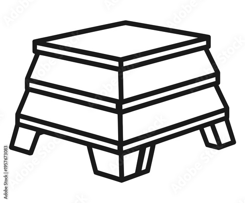 Plyo box isolated for jump training and fitness workout, vector illustration of exercise equipment, clean flat and line design for gyms, sports apps, and fitness-related projects