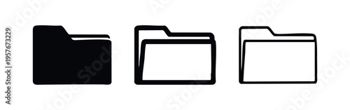 File folder icon set, document organizer symbol collection