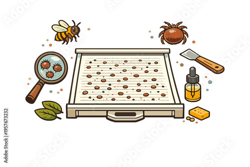 A vector illustration showing beekeeping tools and methods for