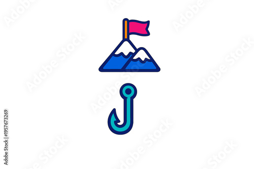 A vector illustration featuring two distinct icons